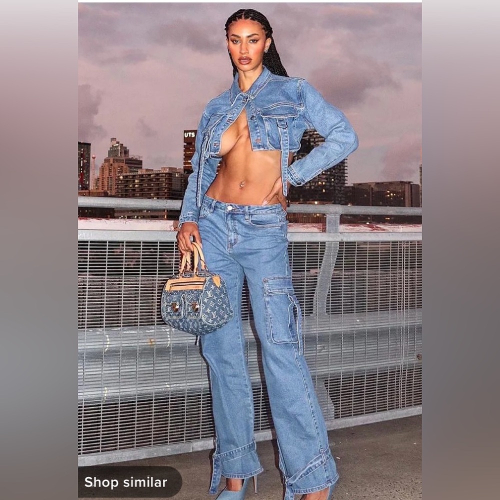 NWT Fashion Nova Love Hurts denim cropped jacket